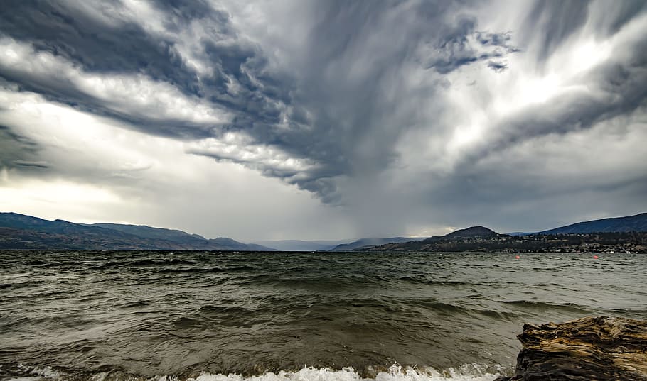 storm, beach, rain, cloud - sky, water, beauty in nature, sea HD wallpaper