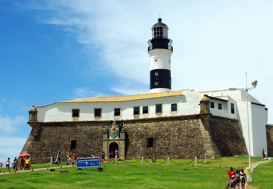 brazilwood, salvador de bahia, barra, fort, lighthouse, building exterior
