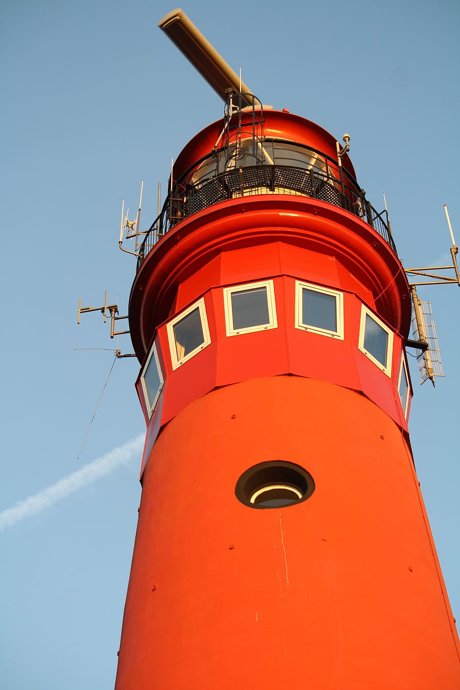 lighthouse, red, schiermonnigkoog, low angle view, sky, nature HD wallpaper