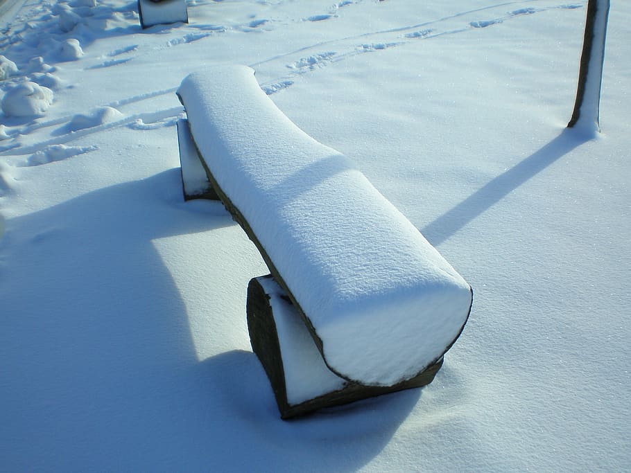 bank, bench, winter, snow, cold, sit, seat, wood, nature, cold temperature HD wallpaper