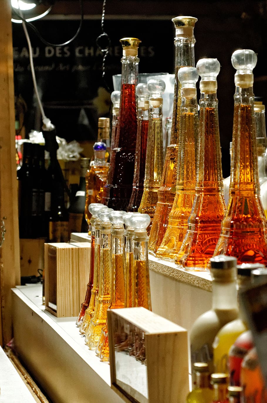 perfume, eiffel tower, bottle, walking christmas, shop, container HD wallpaper