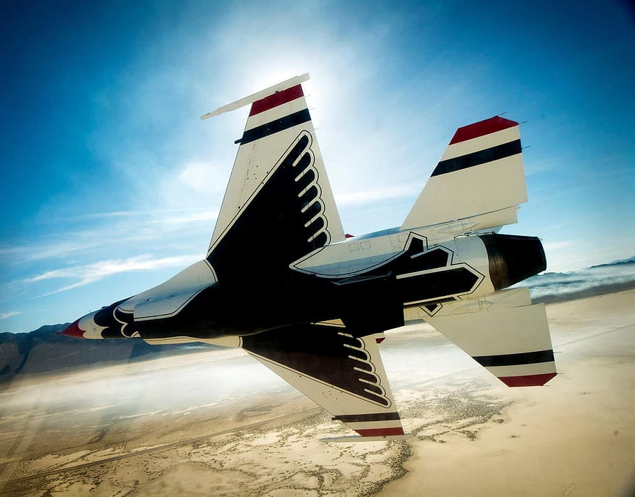 jet, fighter, plane, thunderbirds, precision, sky, clouds, landscape HD wallpaper