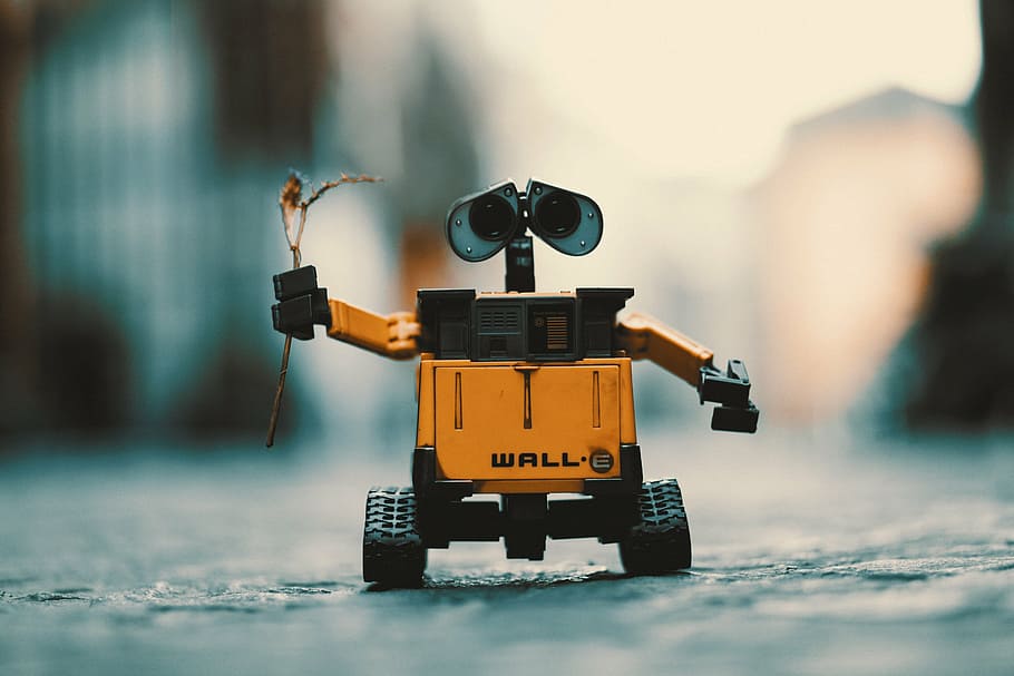 close-up photography of WALL E robot, wall-e, toy, cute, wallpaper HD wallpaper