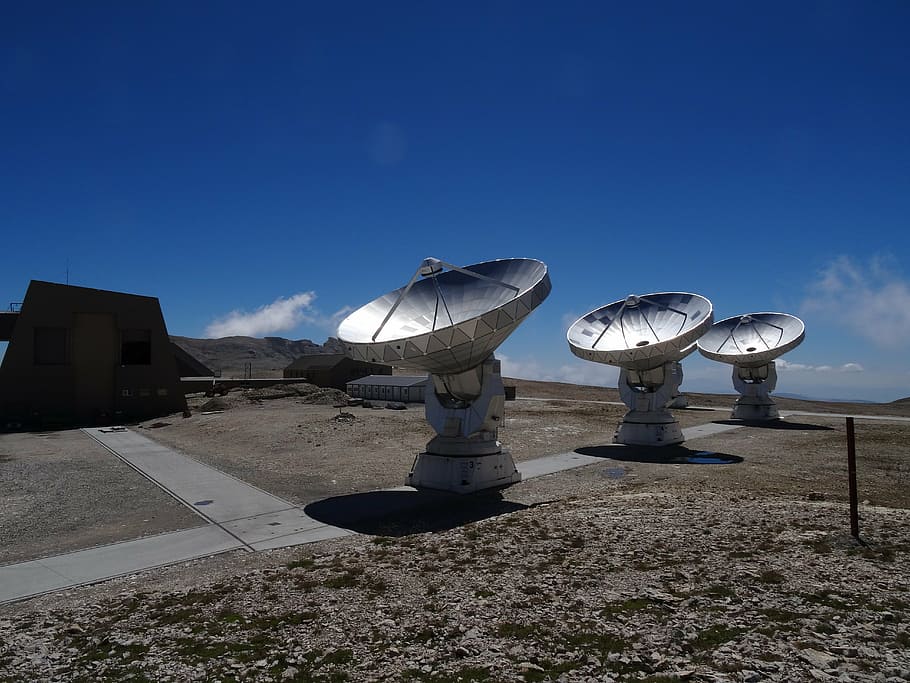 antennas, radio telescope, bure peak, sky, nature, technology, HD wallpaper