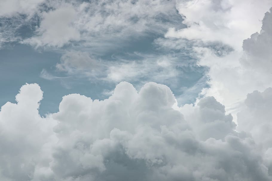 sky at daytime, cloudy sky, white, grey, blue, upward, desktop HD wallpaper