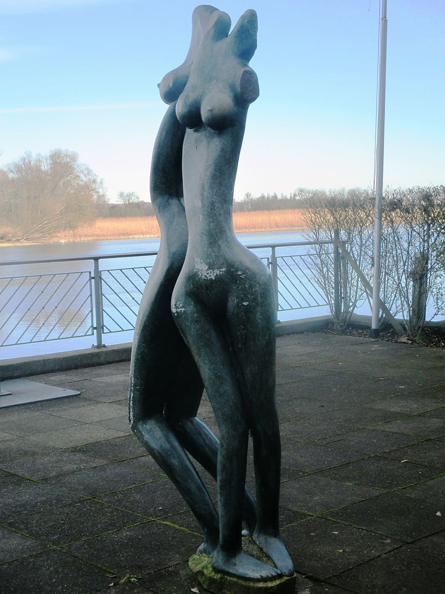 statue, women, figure, devoured, cast iron figure, togetherness HD wallpaper