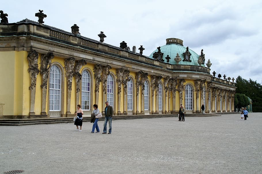 lock, palace, potsdam, architecture, travel destinations, group of people HD wallpaper