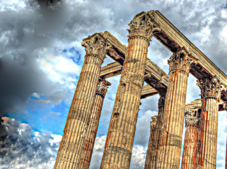 Parthenon, Athens Greece, Temple, Zeus, cloud - sky, architecture, HD wallpaper