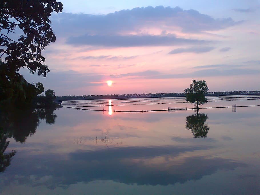 River, Sunset, Water, Nature, sky, landscape, travel, outdoor HD wallpaper