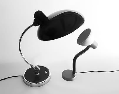 two black and white desk lamps, dominate, suppression, power HD wallpaper