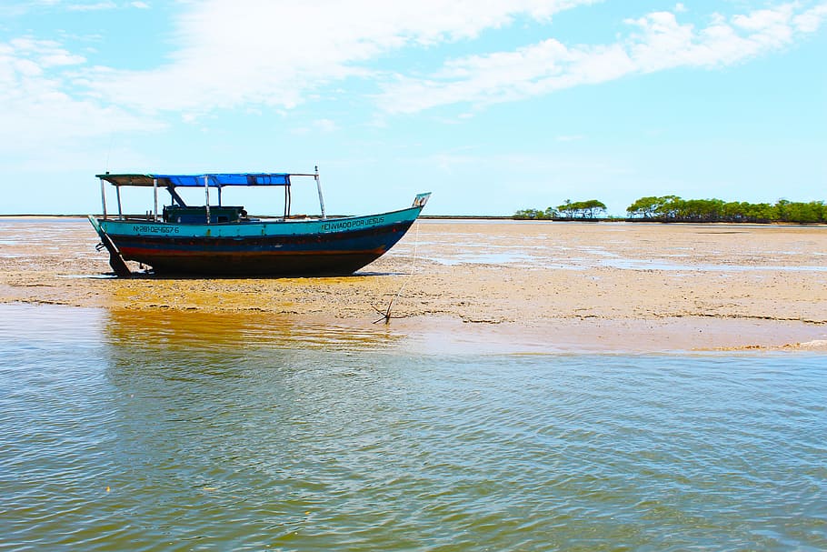 Boat, Water, Sand, sea, nautical vessel, nature, beach, mode of transportation HD wallpaper