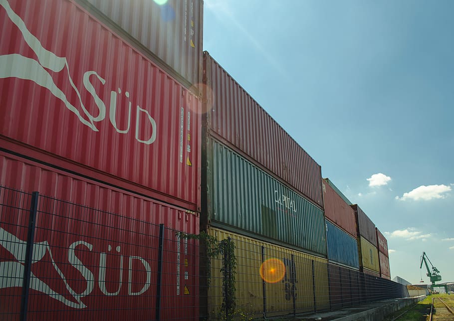 Container, Port, Summer, transportation, no people, day, outdoors HD wallpaper