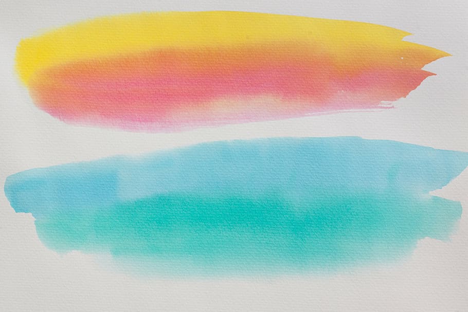 yellow, pink, and blue painting, watercolour, painting technique