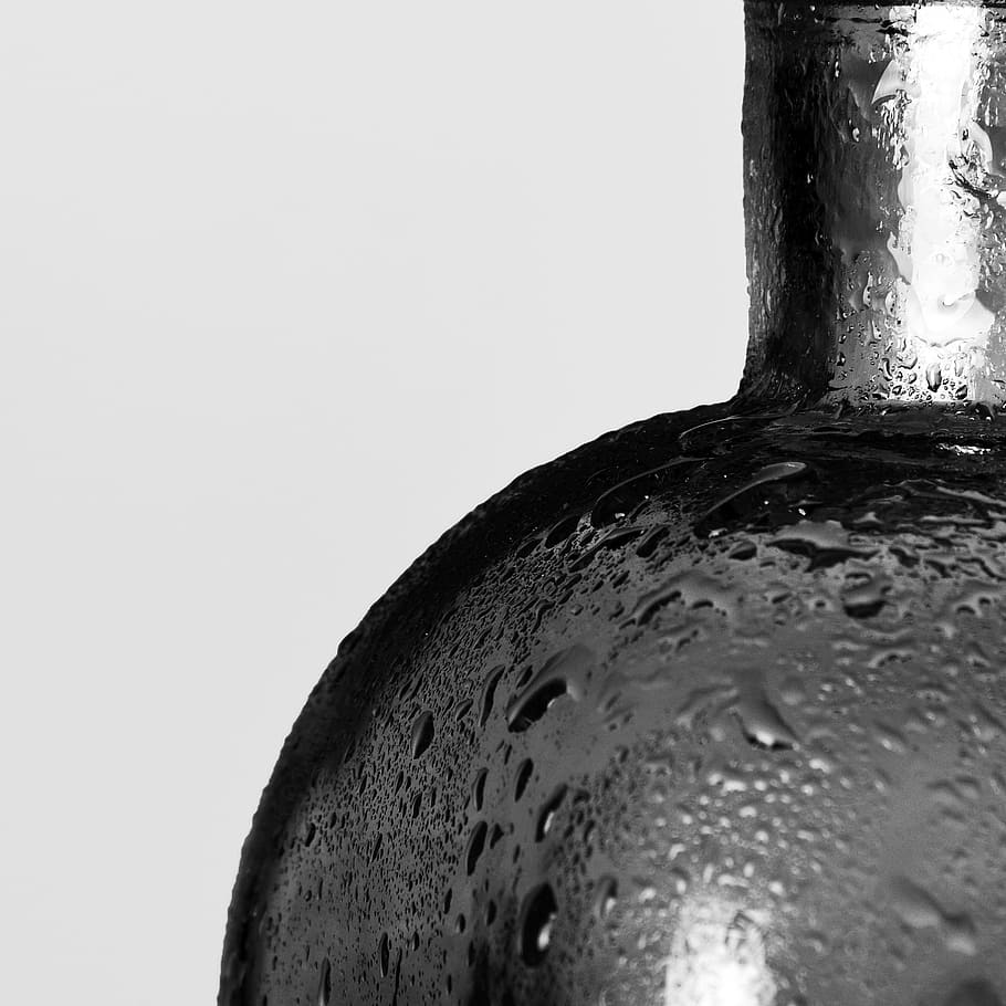 glass, black, white, drop, black and white, water, droplets HD wallpaper