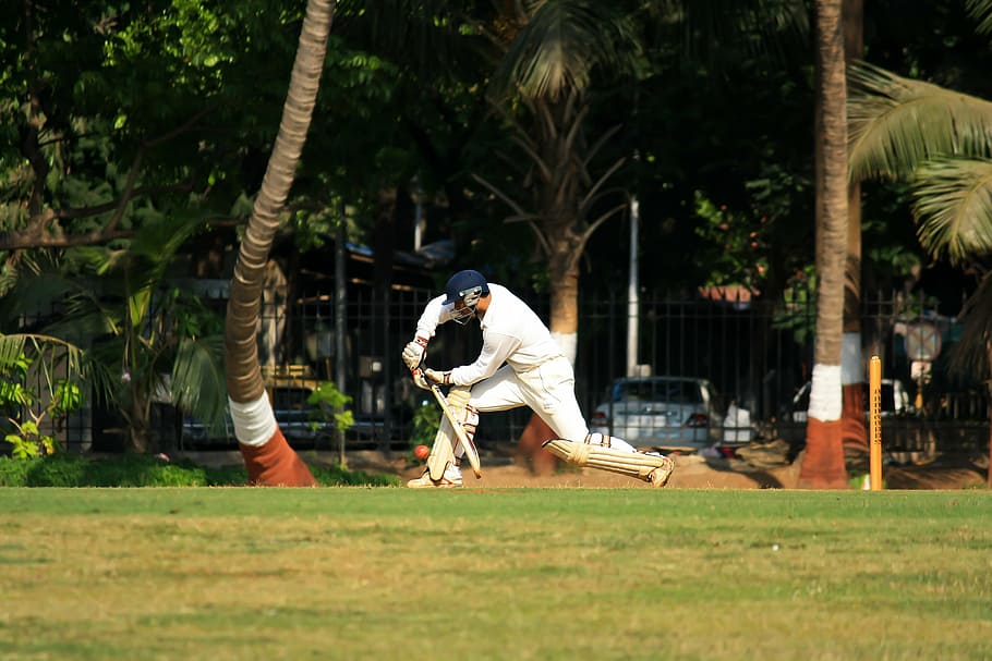 man swinging bat on green grass field during daytime, cricket, HD wallpaper