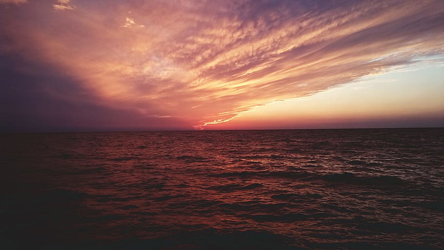 Black Sea, Beach, Evening, sky, evening shore, sunset sky, horizon HD wallpaper