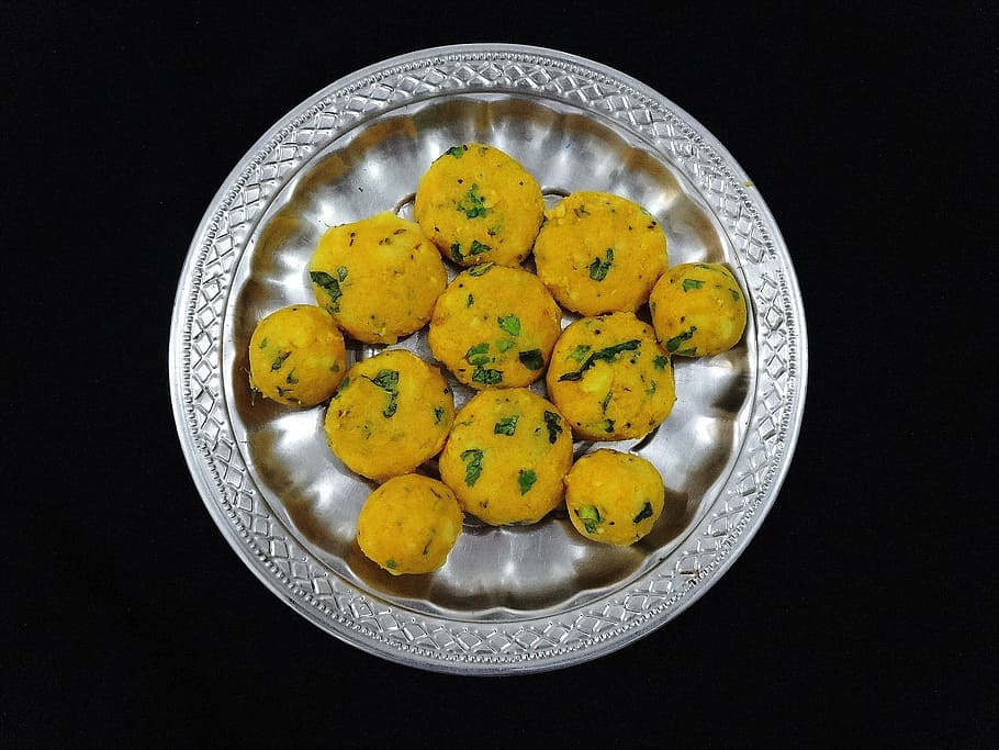 batata vada, dish, meal, plate, food, cuisine, snack, oriental HD wallpaper