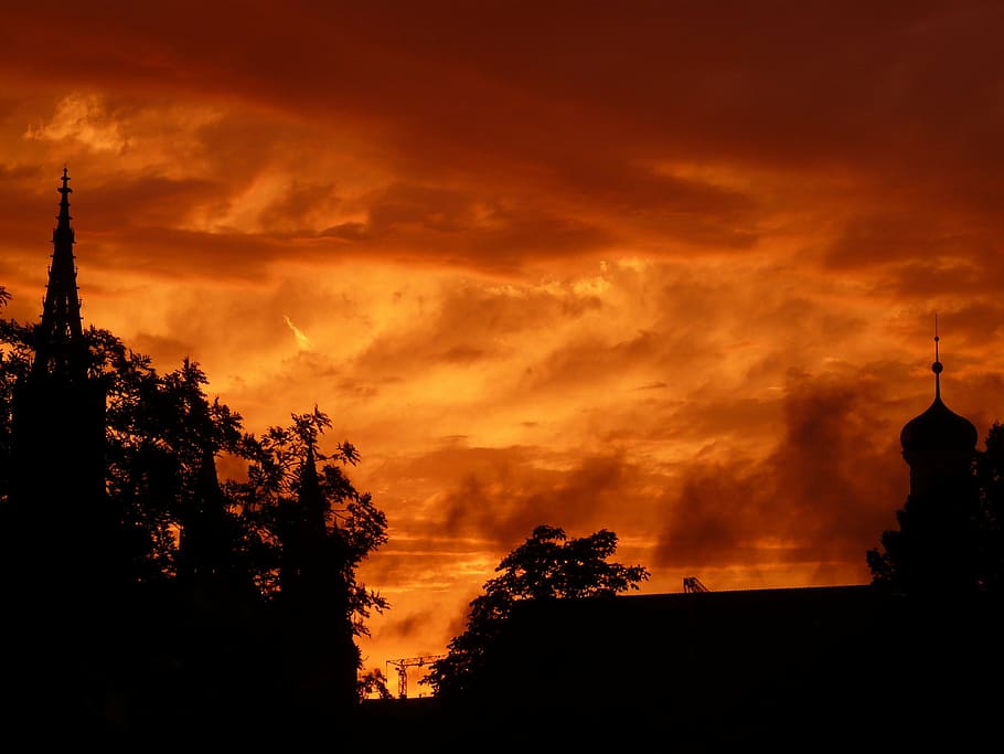 sunset, afterglow, romance, love, sky, clouds, colorful, romantic HD wallpaper