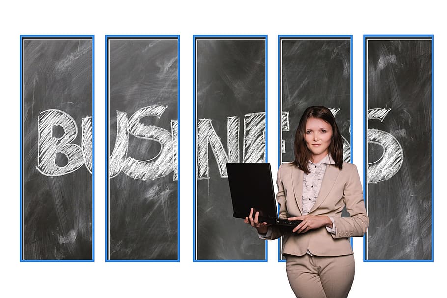 woman holding black laptop computer, analysis, business, window HD wallpaper