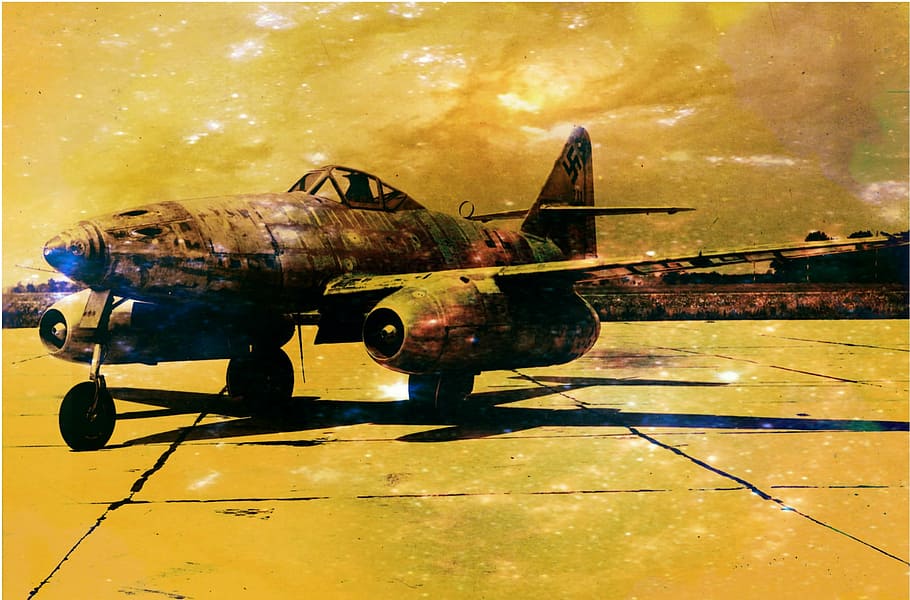 abandoned plane photo, messerschmitt, me 262, jet, aircraft, world war