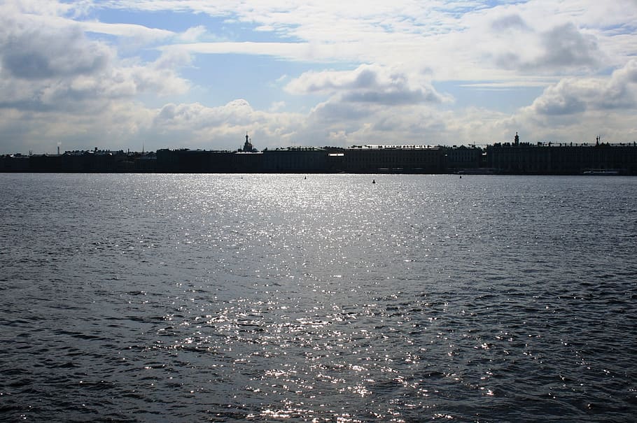 river, neva, great, water, shimmering, shiny, vast, skyline HD wallpaper