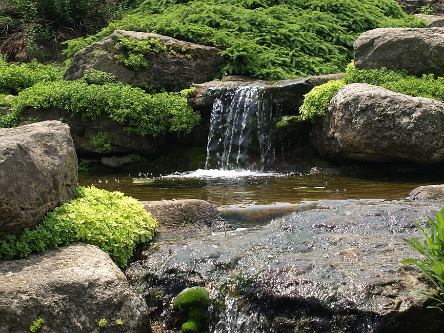 Waterfall, Moss, Nature, Green, rock, landscape, natural, outdoor HD wallpaper