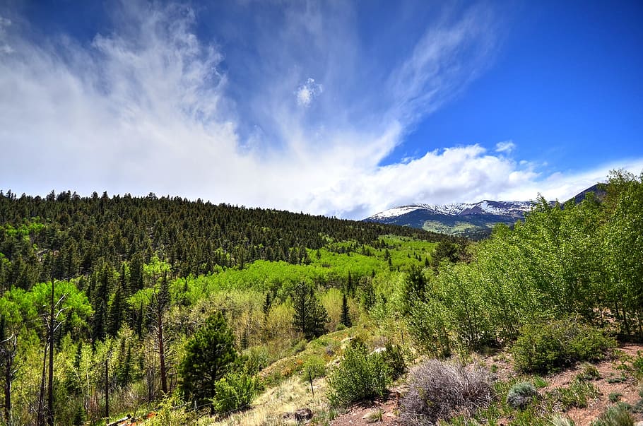 clouds, sky, mountains, blue sky clouds, nature, cloudscape HD wallpaper