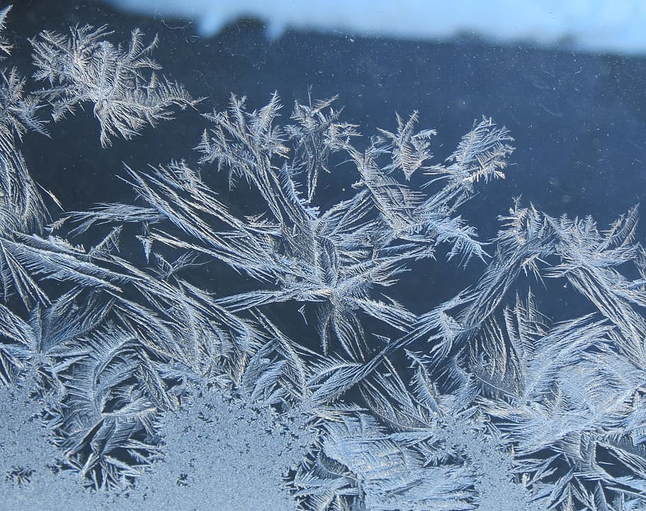 frost, window, winter, crystal, ice, icy, holiday, ze, blue HD wallpaper