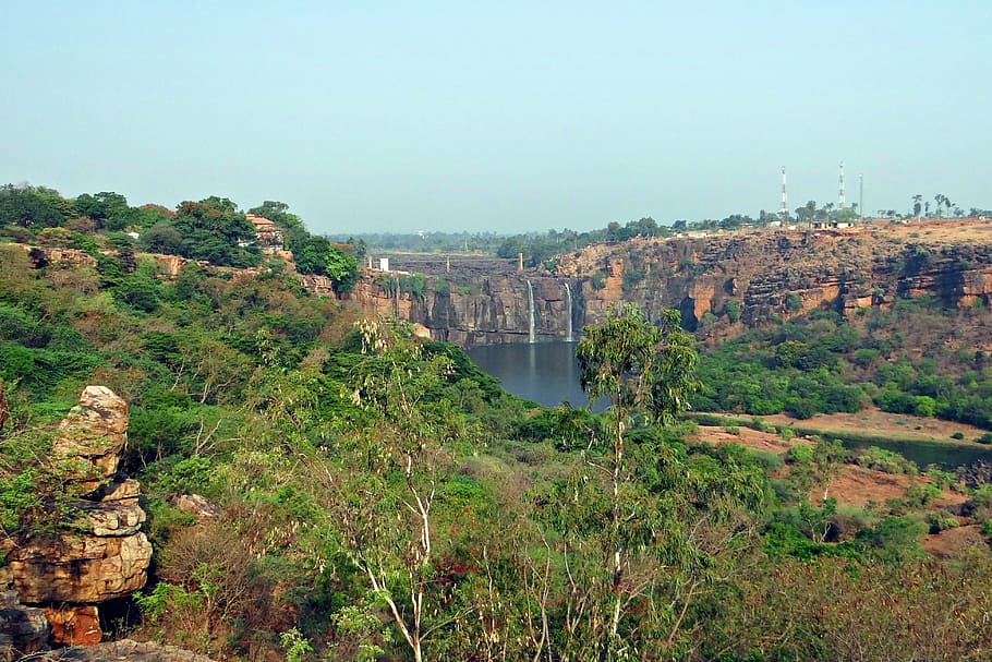 gokak falls, waterfall, weak summer flow, ghataprabha river, HD wallpaper