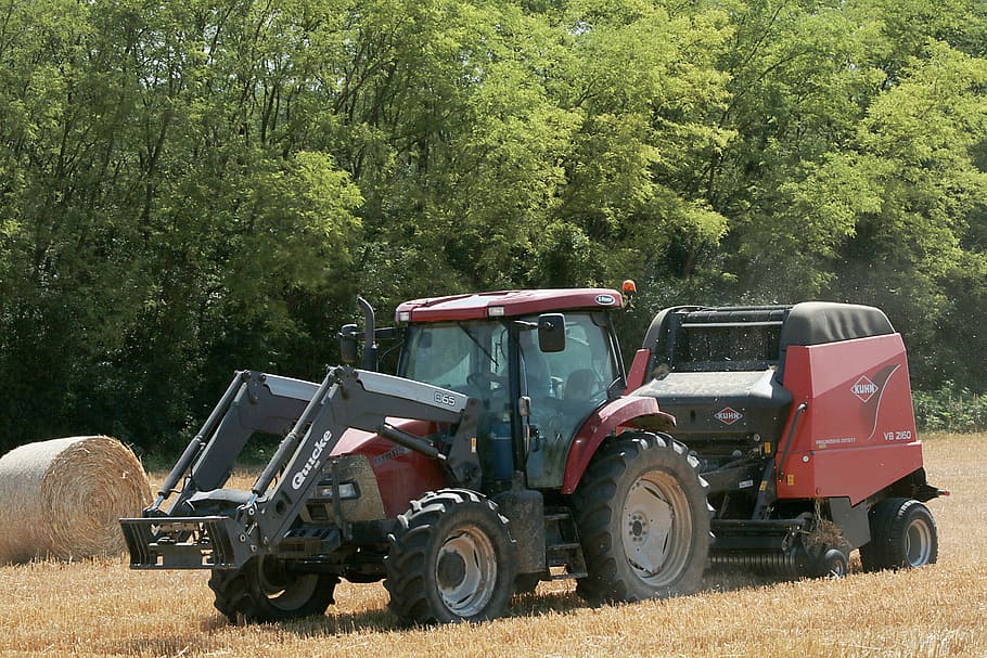 tractor, work in the fields, hay, forage, farmer, rural, agriculture HD wallpaper