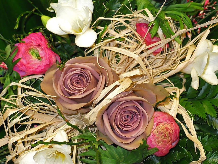 Bouquet Of Roses, strauss, wedding, congratulations, flowers, HD wallpaper