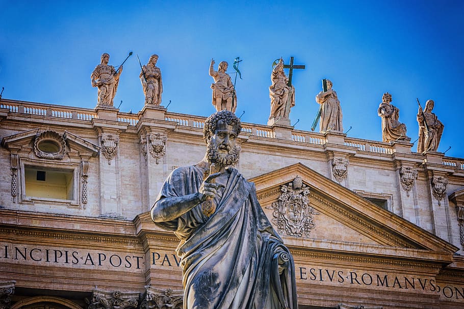 sacred man statue, apostle, bible, rome, st peter's basilica, HD wallpaper