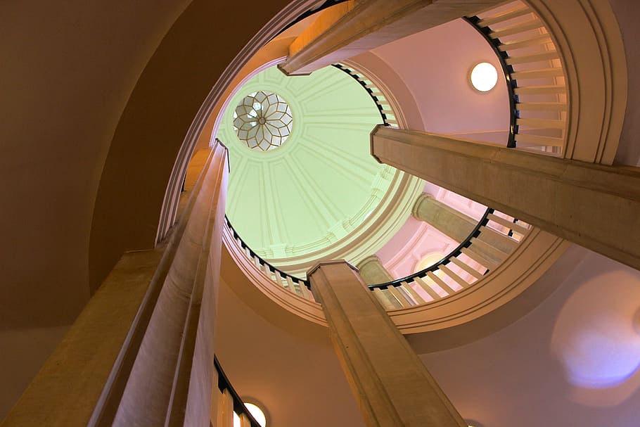 dome, staircase, geometric, floor, columnar, emergence, steps and staircases HD wallpaper