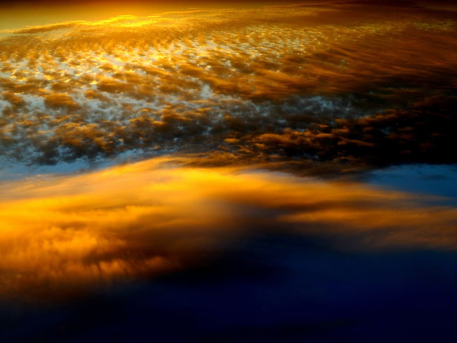 cloud, sky, sunset, red, blue, fluffy, in the evening, cloud - sky HD wallpaper