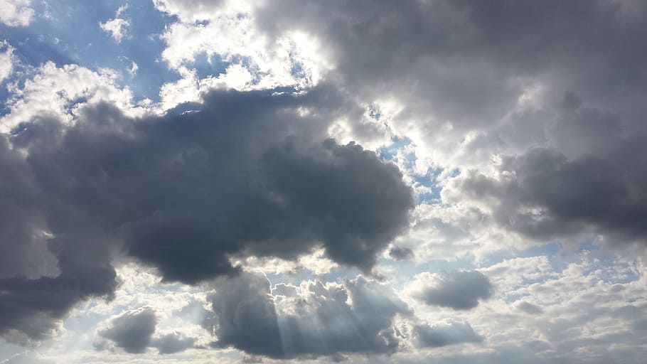 sky, clouds, clouds form, dark clouds, sky beams, beautiful HD wallpaper