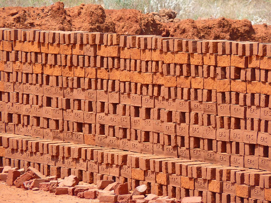 Brick, Adobe, Red, Wall, outdoors, day, no people, backgrounds HD wallpaper