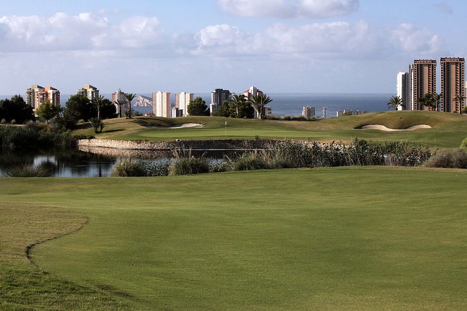golf, spain, happy swing, grass, golf course, sport, architecture HD wallpaper
