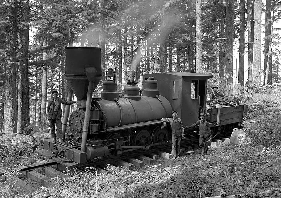 grayscale photography of people standing outside train, steam train, HD wallpaper