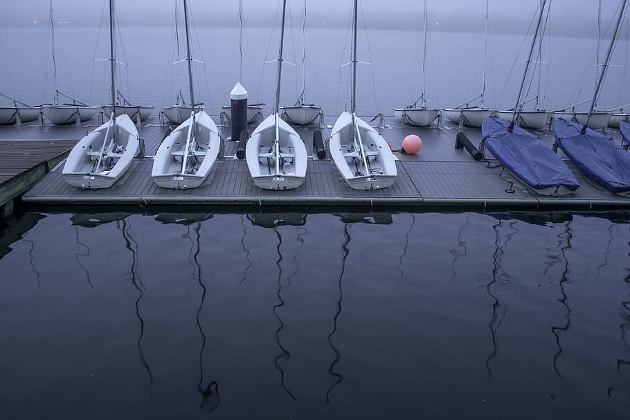 boats, reflections, water, river, dawn, charles river, no people HD wallpaper