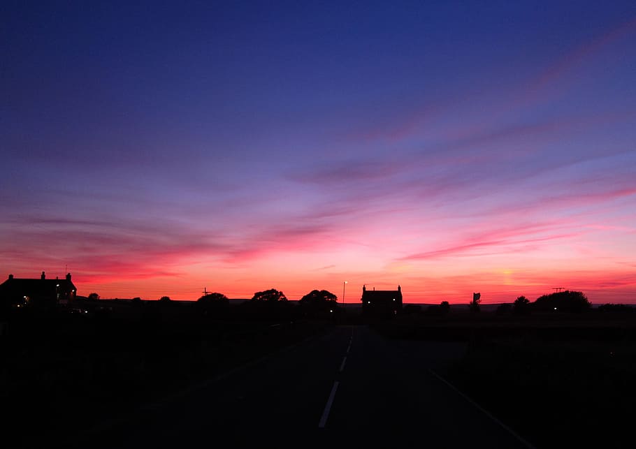 sky, silhouette, sunset, sunset sky, cloud - sky, nature, transportation HD wallpaper