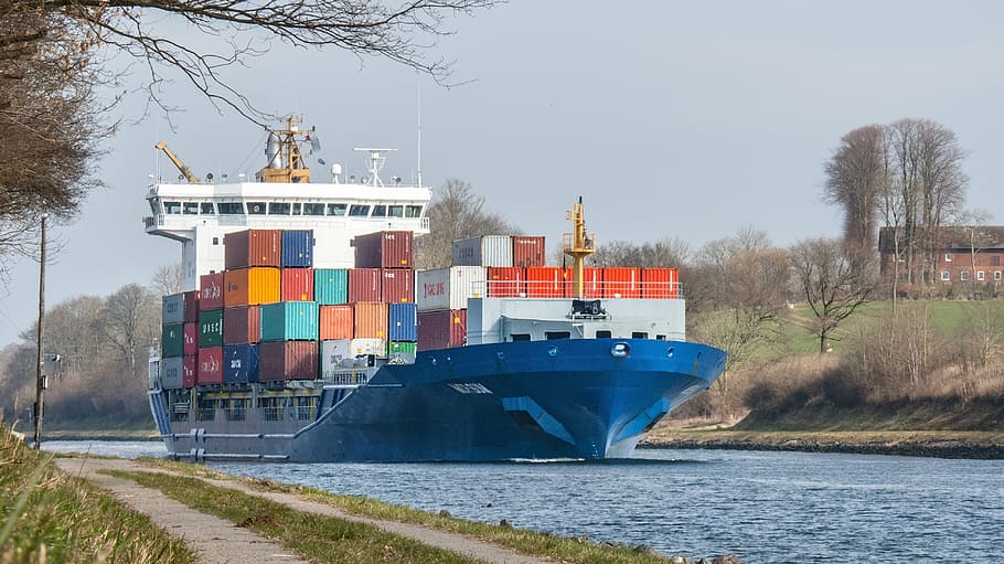 container ship, ships, port, freighter, shipping, water, frachtschiff