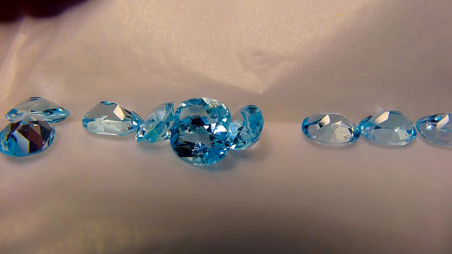 blue gemstones, blue topaz, precious stone, mineral, semi-precious, HD wallpaper