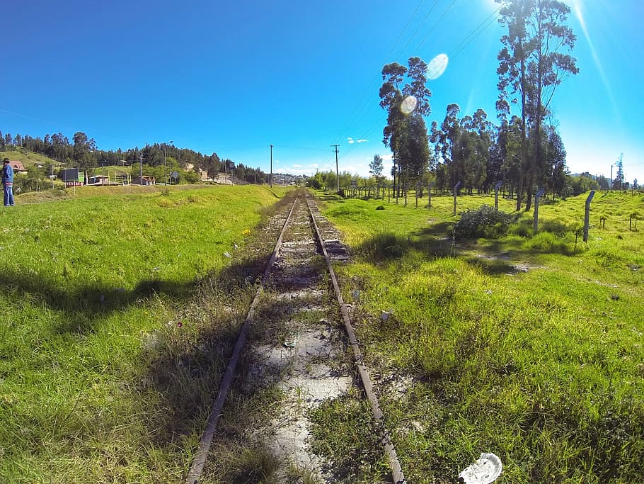 railway, path, trail, landscape, nature, park, rural, walk HD wallpaper