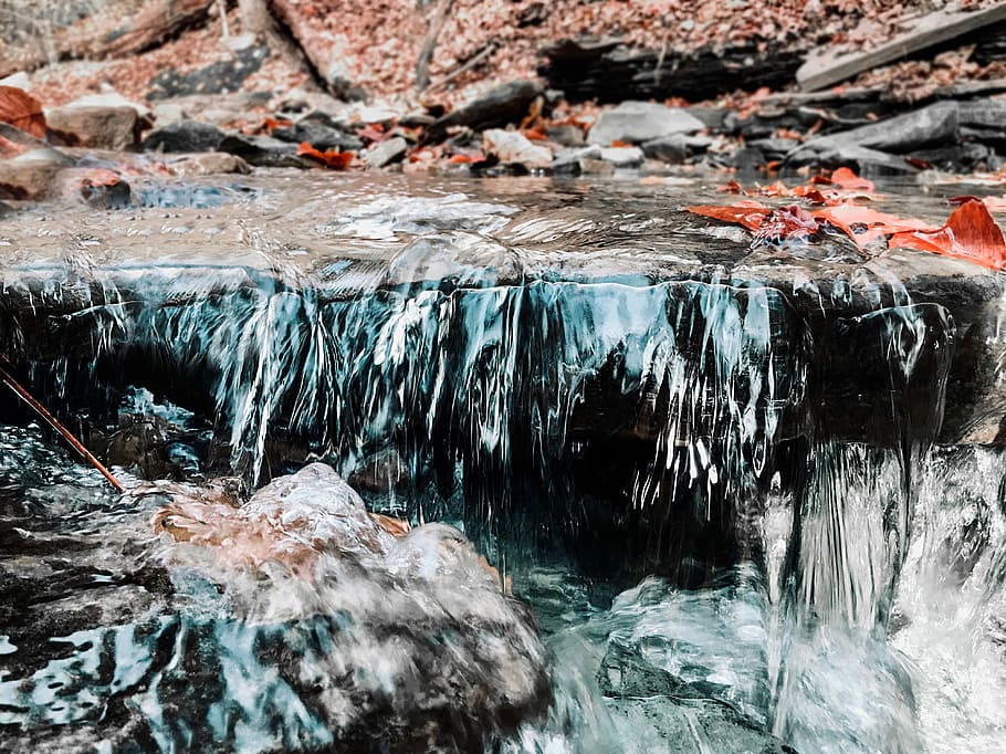 photo of river stream, clear waterfalls with rocks, nature, waterfront HD wallpaper