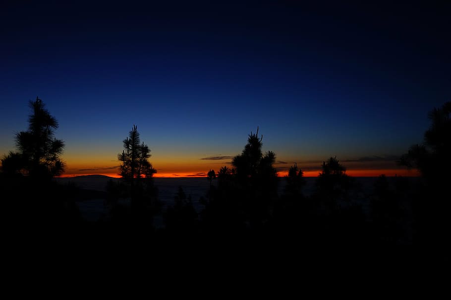 sunset, afterglow, sky, clouds, selva marine, island, la palma HD wallpaper