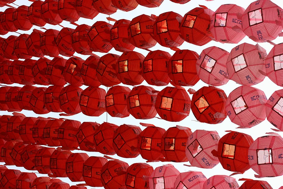 red paper lantern lot during daytime, paper lantern lot, pattern HD wallpaper