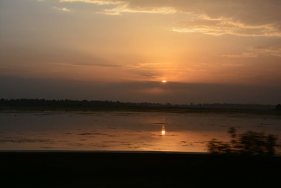 sunset, kashmir, dal lake, india, srinagar, boat, water, sky, HD wallpaper