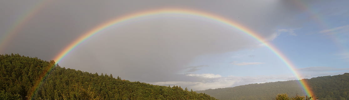 rainbow, sky, mood, landscape, color, flawlessness, rainbow colors HD wallpaper