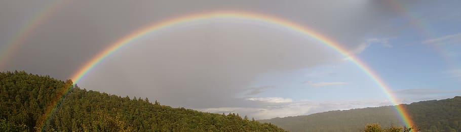 rainbow, sky, mood, landscape, color, flawlessness, rainbow colors HD wallpaper