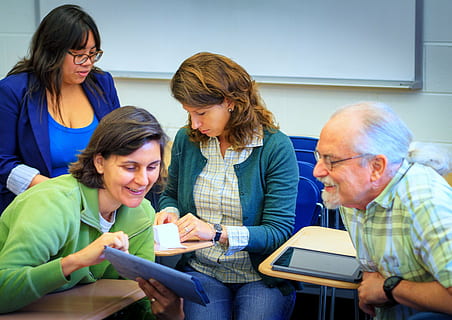 group of people sitting on chairs near dry erase board, faculty HD wallpaper